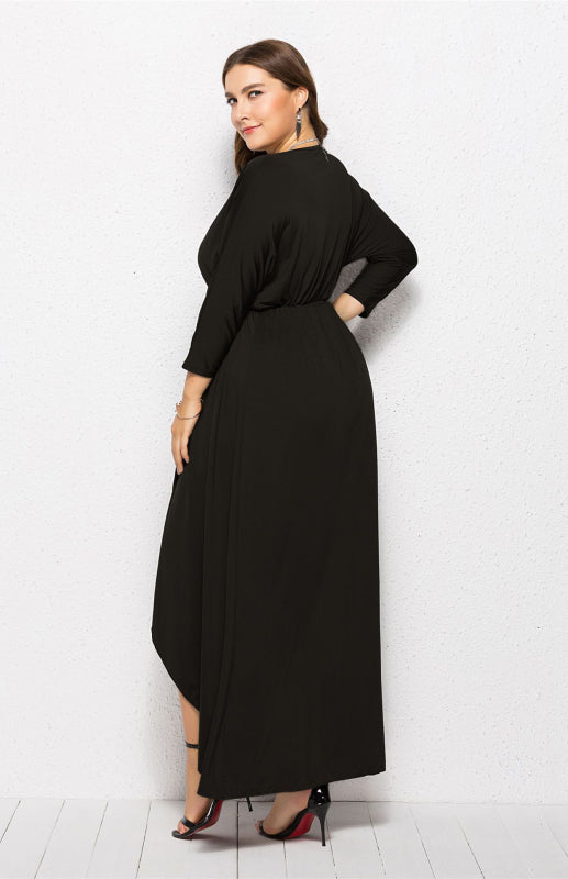 Women's Plus Size Solid Deep V Dress - Hiccupzz