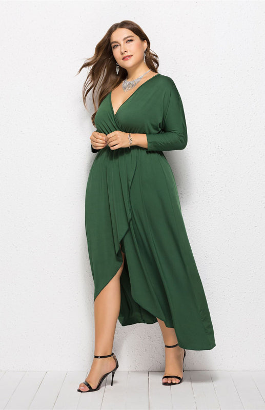Women's Plus Size Solid Deep V Dress - Hiccupzz