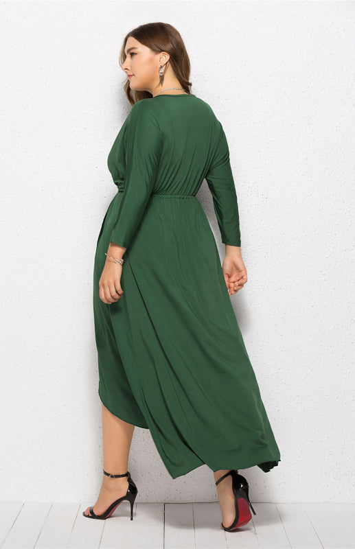 Women's Plus Size Solid Deep V Dress - Hiccupzz