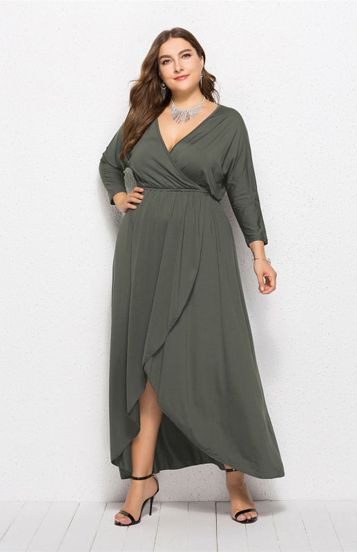 Women's Plus Size Solid Deep V Dress - Hiccupzz