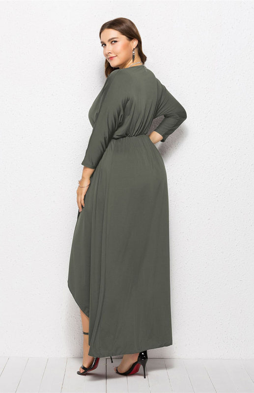 Women's Plus Size Solid Deep V Dress - Hiccupzz