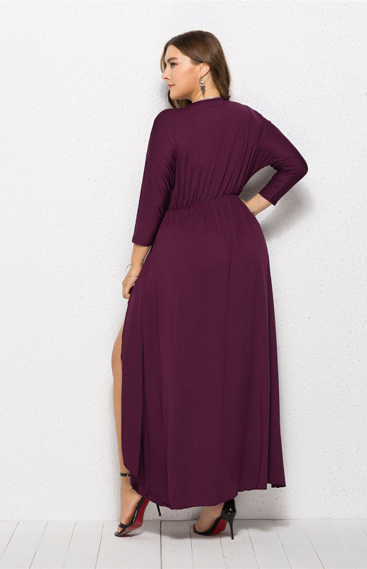 Women's Plus Size Solid Deep V Dress - Hiccupzz