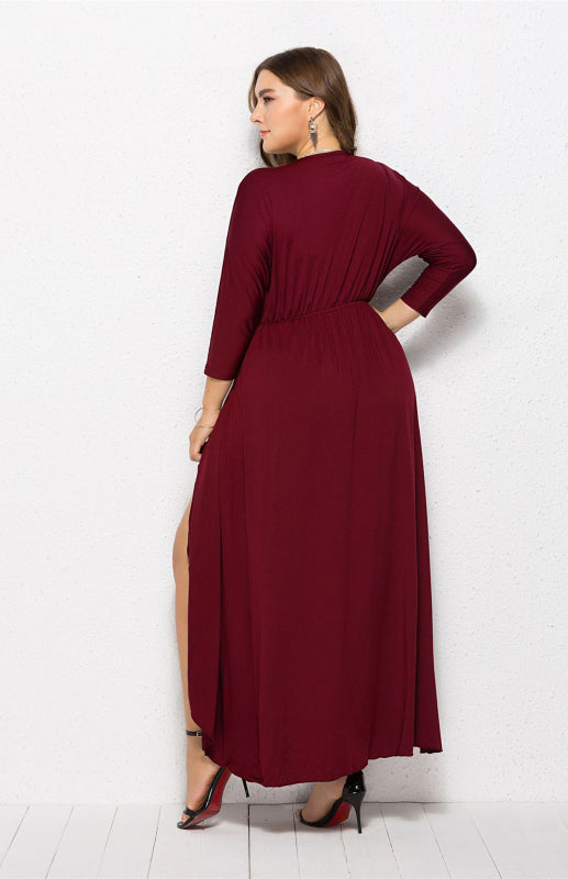 Women's Plus Size Solid Deep V Dress - Hiccupzz