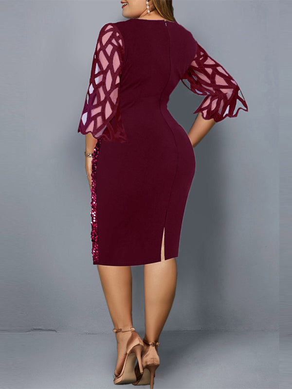 Women's Personalized Sequin Design Plus Size Dress - Hiccupzz
