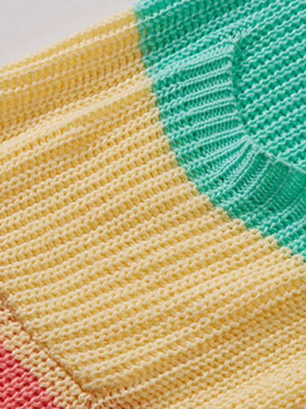 New Rainbow Color Loose Long Knit Cardigan Ladies Sweater Jacket - Hiccupzz