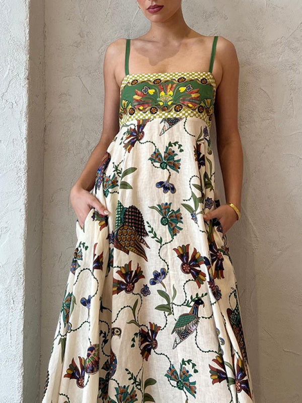 New Sling Print Sleeveless Swing Sexy Dress - Hiccupzz