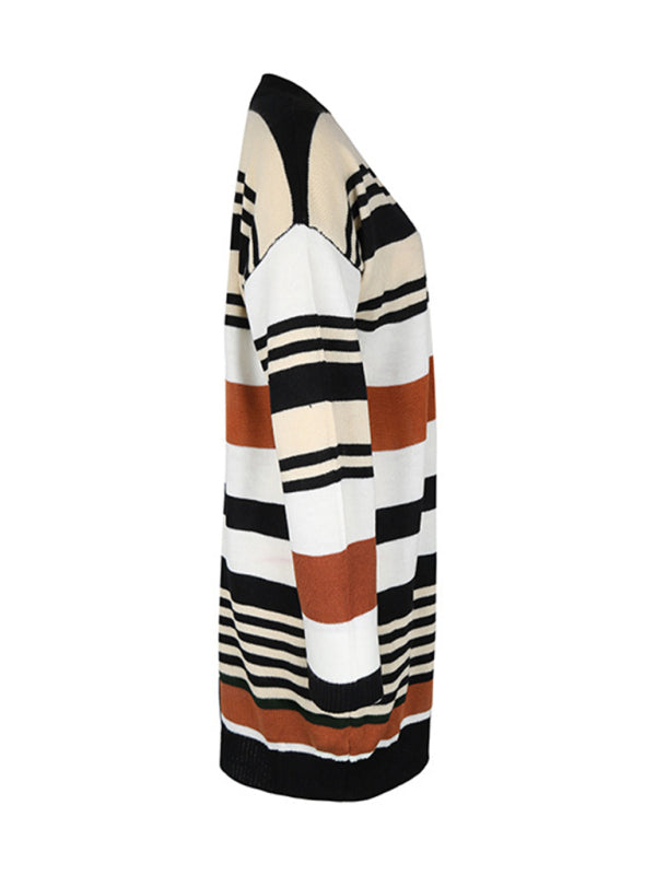 New color block long sweater cardigan - Hiccupzz