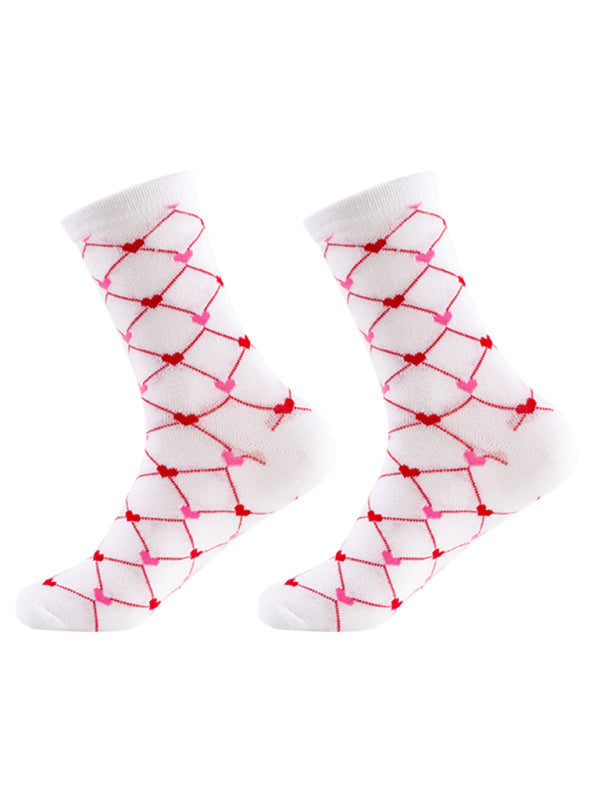 New Valentine's Day Series Mid-calf Socks Knitted Jacquard Cotton Socks Heart Pattern - Hiccupzz