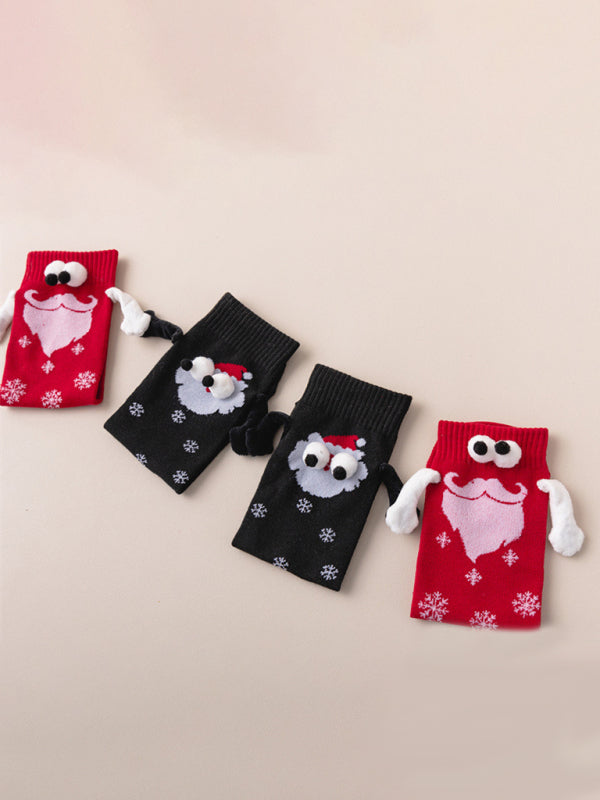 New Christmas gift knitted holding hands socks magnetic socks funny personalized couple socks - Hiccupzz