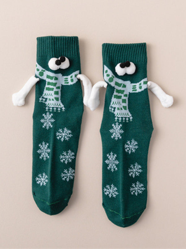 New Christmas gift knitted holding hands socks magnetic socks funny personalized couple socks - Hiccupzz