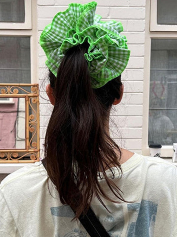cute Four-layer plaid lace hair tie