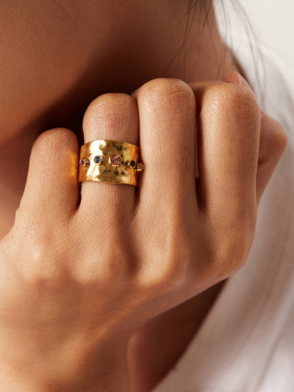 Women's new fashionable colorful zircon open personality ring - Hiccupzz