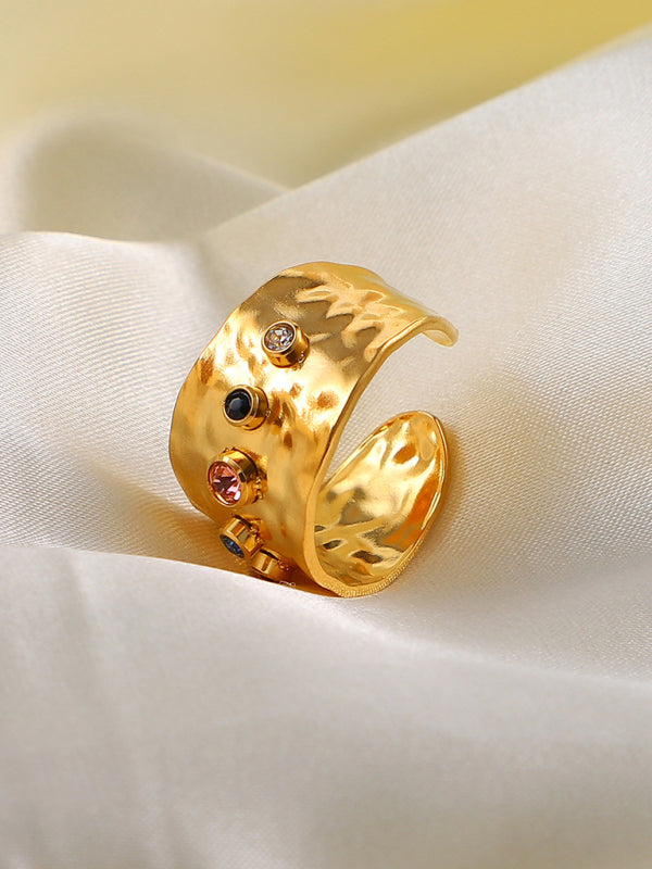 Women's new fashionable colorful zircon open personality ring - Hiccupzz