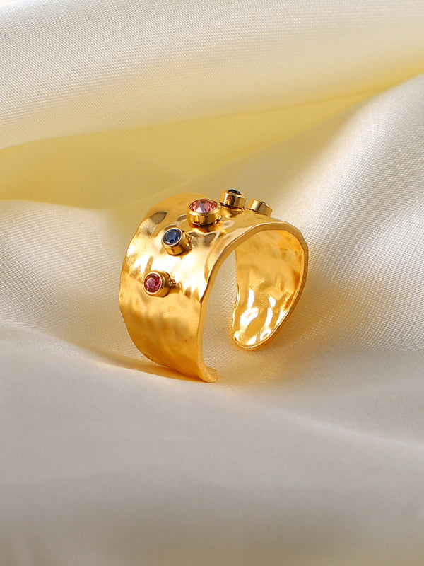 Women's new fashionable colorful zircon open personality ring - Hiccupzz