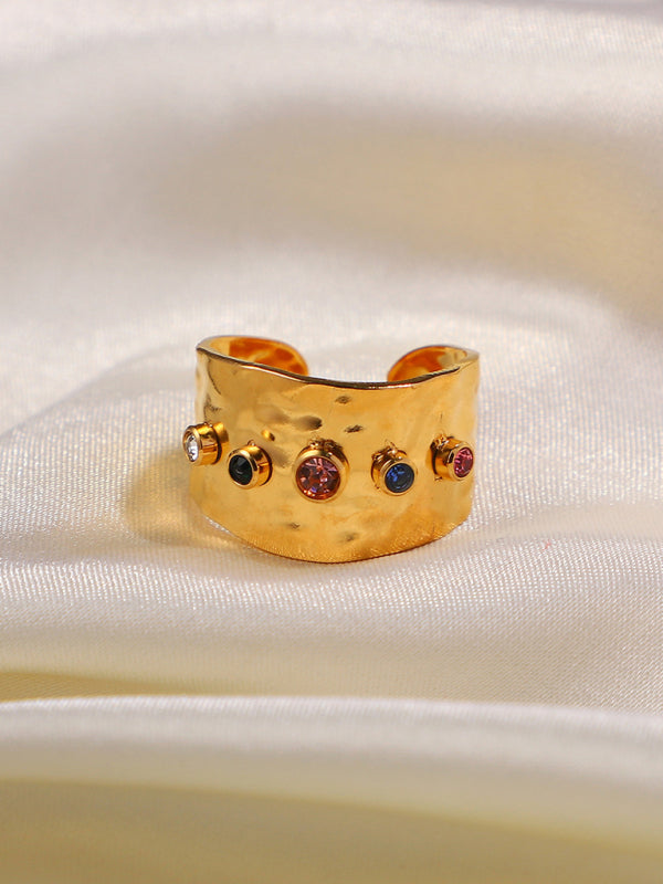 Women's new fashionable colorful zircon open personality ring - Hiccupzz