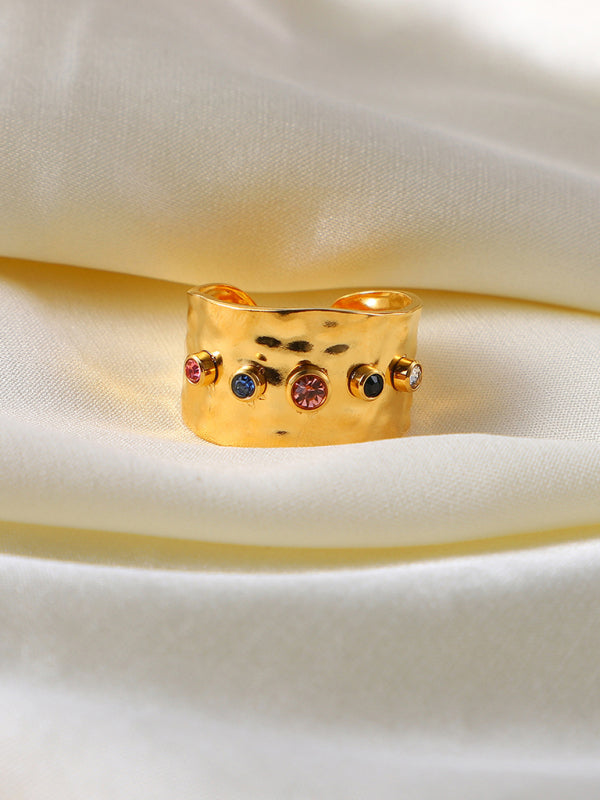 Women's new fashionable colorful zircon open personality ring - Hiccupzz