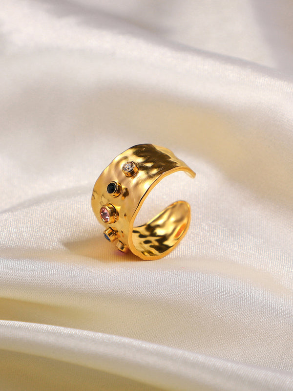 Women's new fashionable colorful zircon open personality ring - Hiccupzz