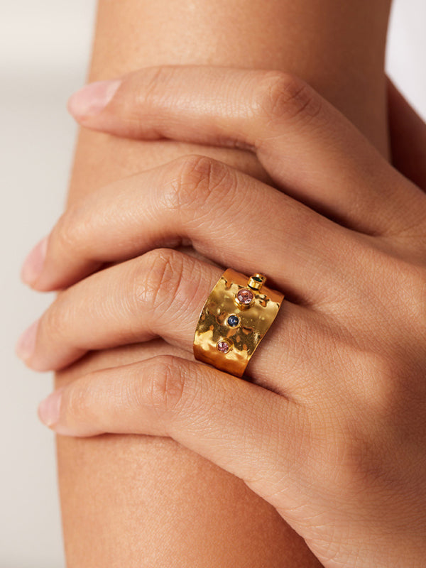 Women's new fashionable colorful zircon open personality ring - Hiccupzz