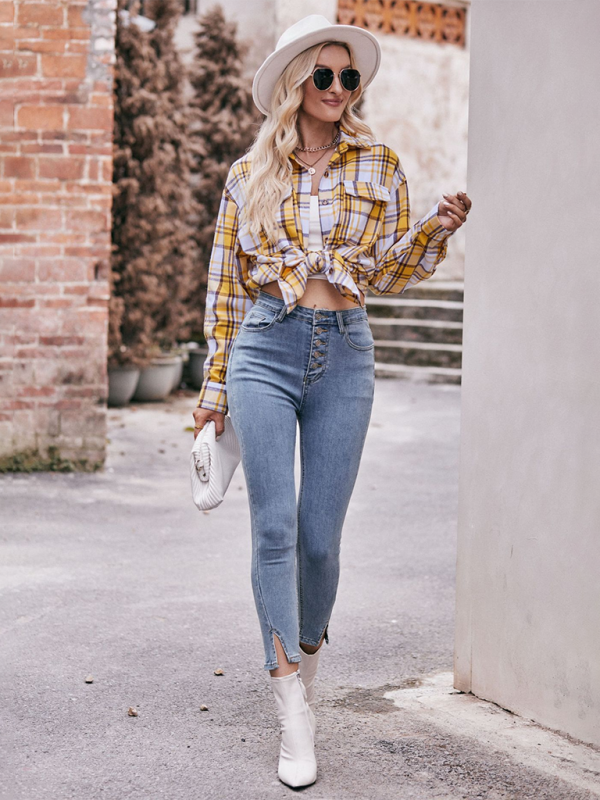 Women's Casual Fashion Oversize Loose Plaid Shirt