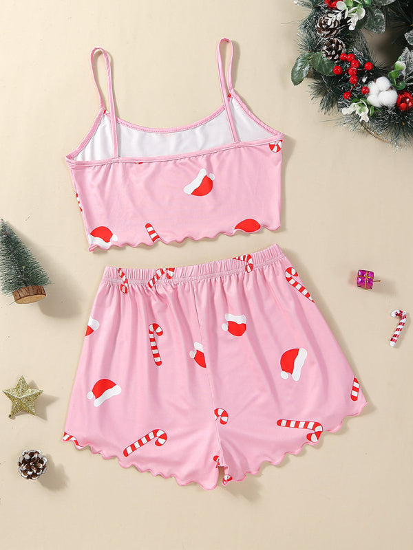 Christmas Alphabet Santa Claus Printed Two Piece Loungewear Set - Hiccupzz