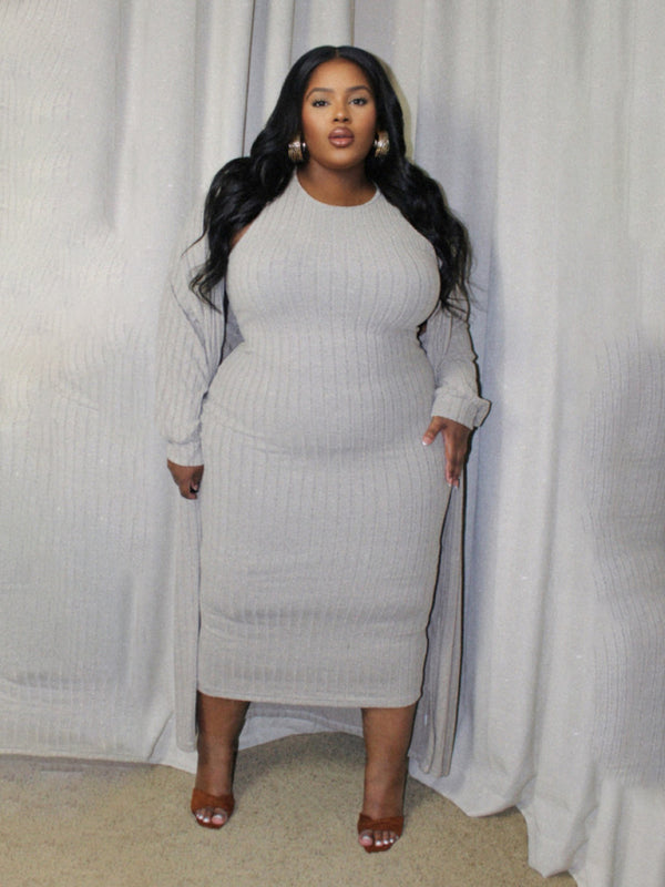 Large size women's new casual fashion long-sleeved jacket two-piece suit - Hiccupzz