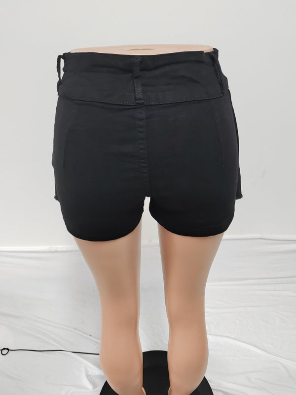 Ladies new retro washed stretch denim cotton short hip skirt pants - Hiccupzz
