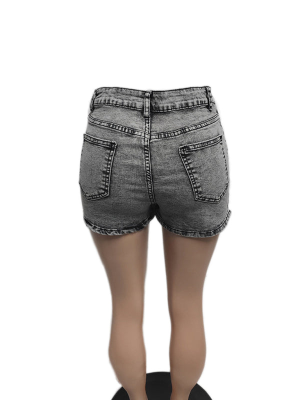Ladies new retro washed stretch denim cotton short hip skirt pants - Hiccupzz