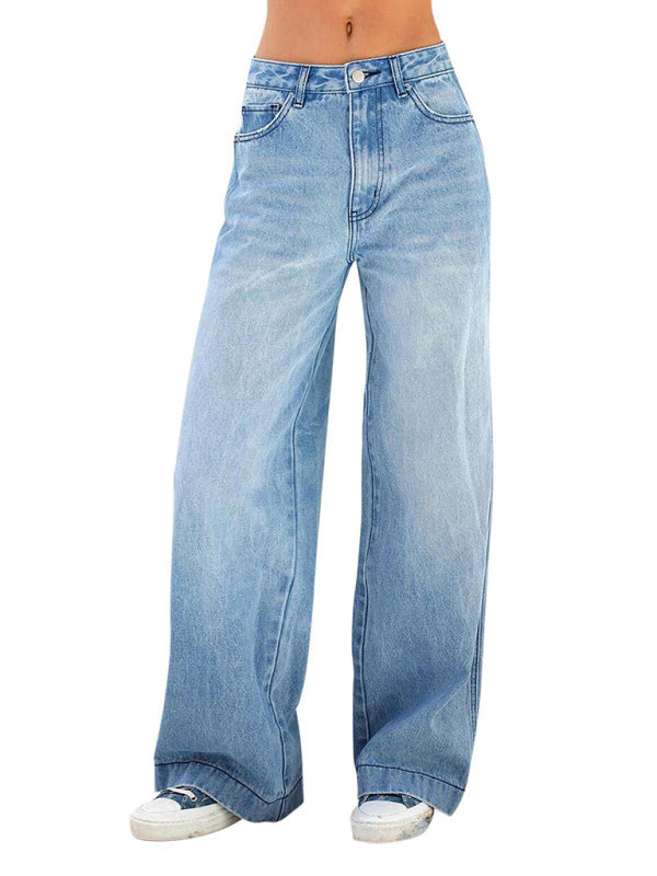 High-rise loose-fitting wide-leg women's jeans - Hiccupzz