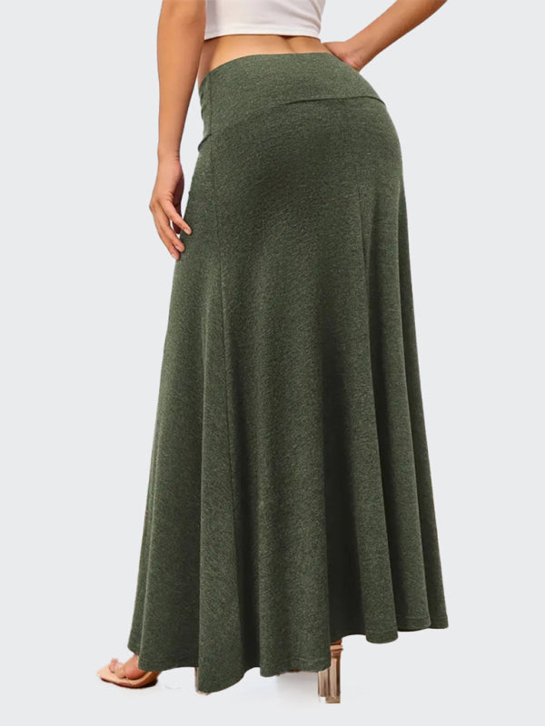 Solid color a-line knitted skirt
