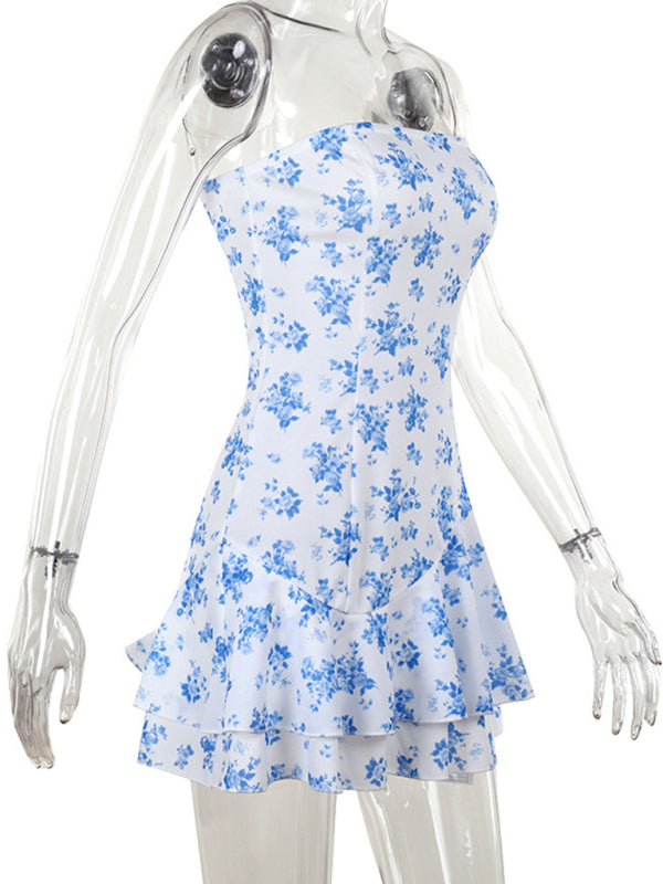 Printed Strapless A-Line Dress