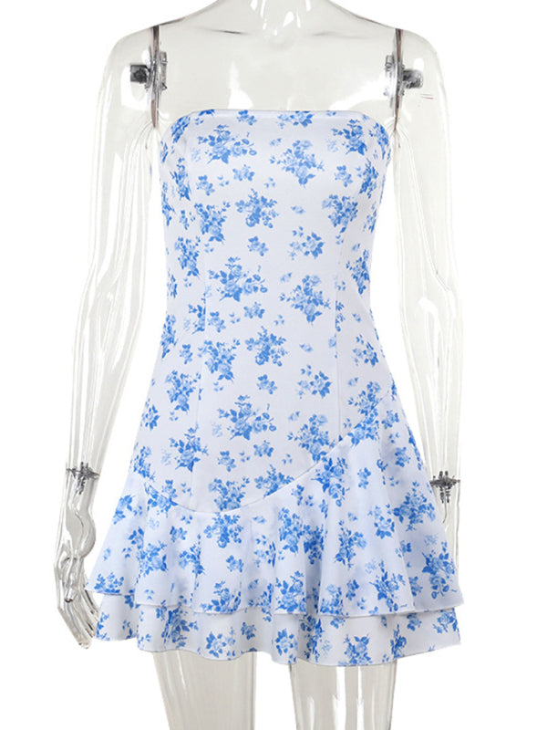 Printed Strapless A-Line Dress