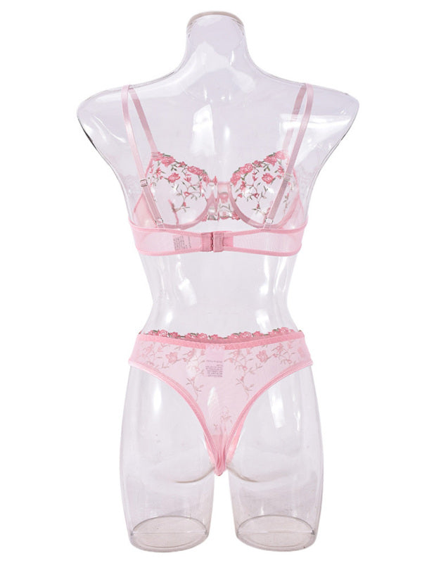 Flower Embroidery Sexy Lingerie Set