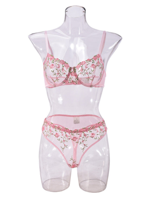 Flower Embroidery Sexy Lingerie Set