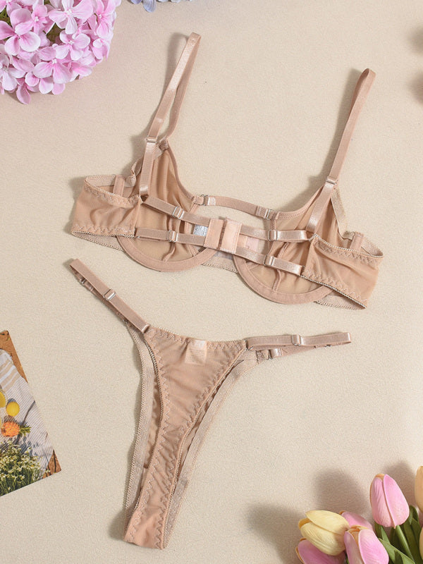 Mesh see-through handmade hot diamond sexy lingerie set