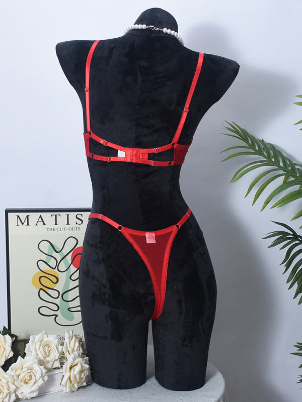 Mesh see-through handmade hot diamond sexy lingerie set
