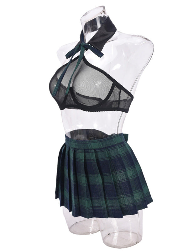 See-through skirt mesh underwear JK uniform playful underwear fun suit