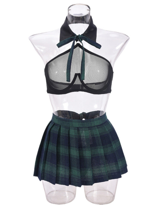 See-through skirt mesh underwear JK uniform playful underwear fun suit