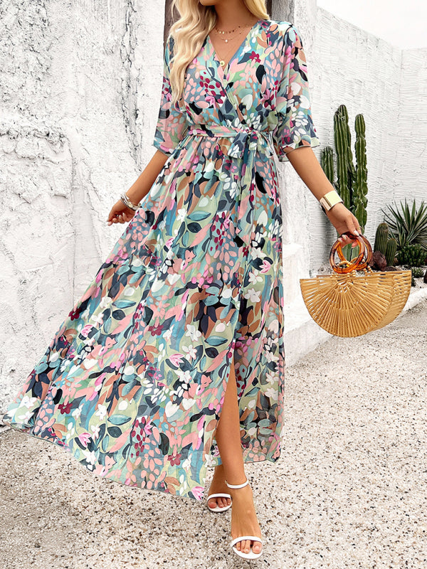 Resort Print Short Sleeve Dress