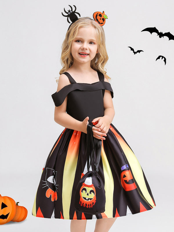 Halloween children's clothing, girls cosplay witch pumpkin performance dress princess dress - Hiccupzz