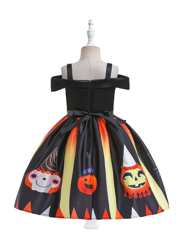 Halloween children's clothing, girls cosplay witch pumpkin performance dress princess dress - Hiccupzz