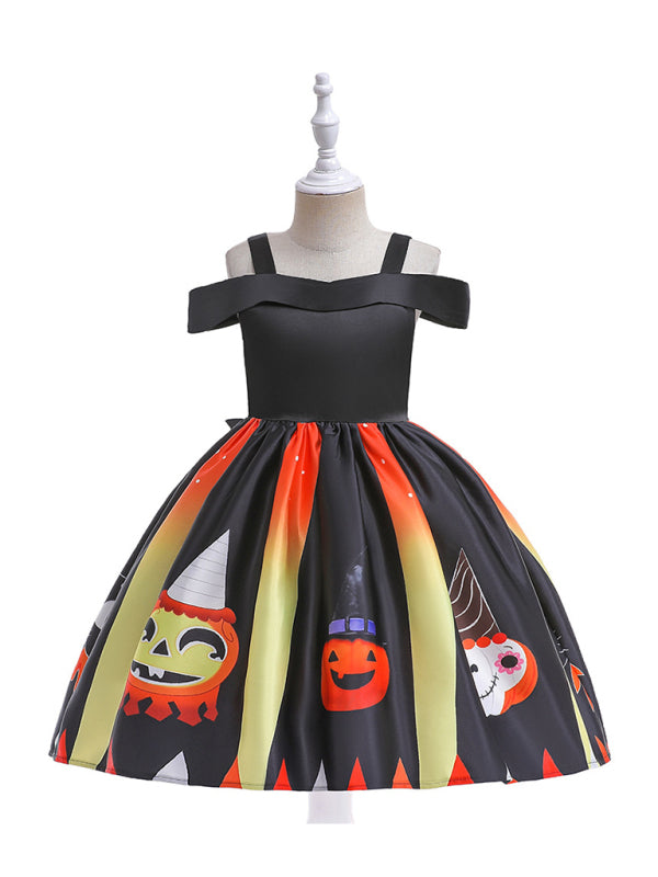 Halloween children's clothing, girls cosplay witch pumpkin performance dress princess dress - Hiccupzz