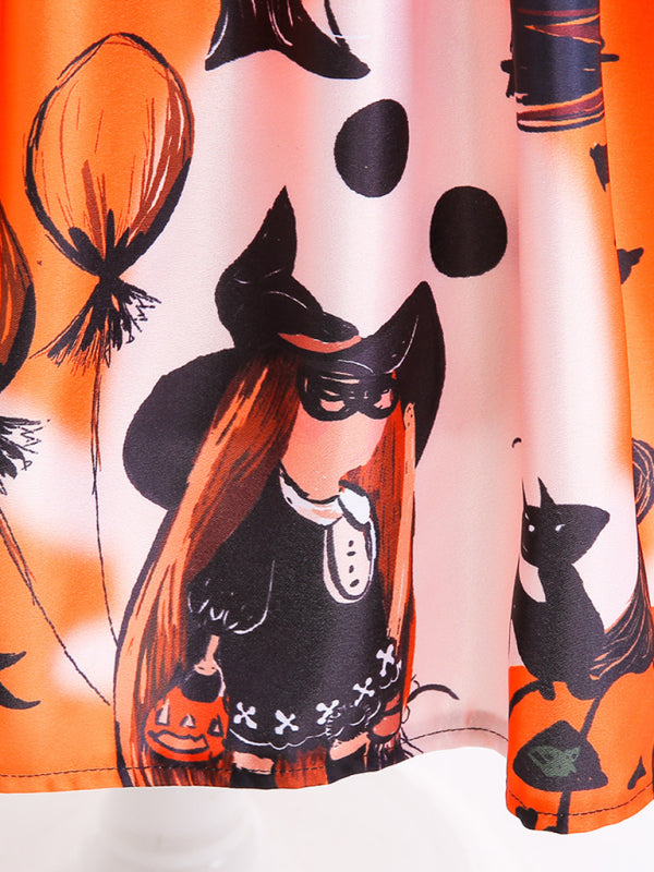 Halloween children's clothing, girls cosplay witch pumpkin performance dress princess dress - Hiccupzz
