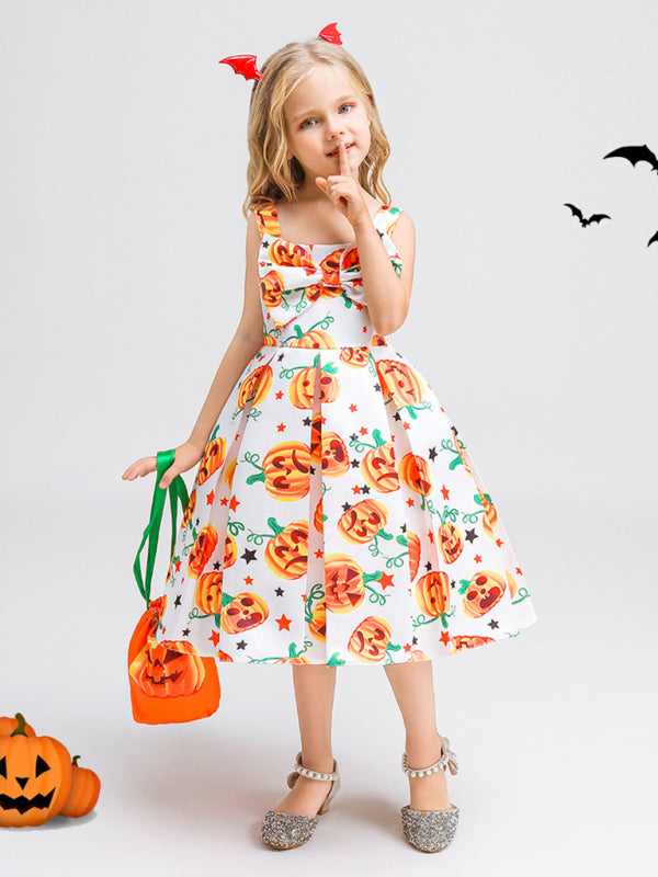 Halloween children's clothing, girls cosplay witch pumpkin performance dress princess dress - Hiccupzz