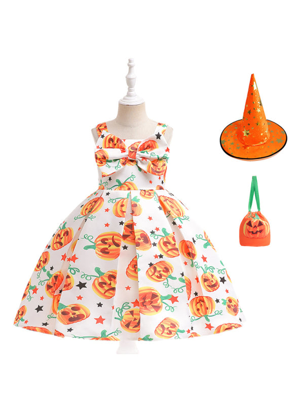 Halloween children's clothing, girls cosplay witch pumpkin performance dress princess dress - Hiccupzz