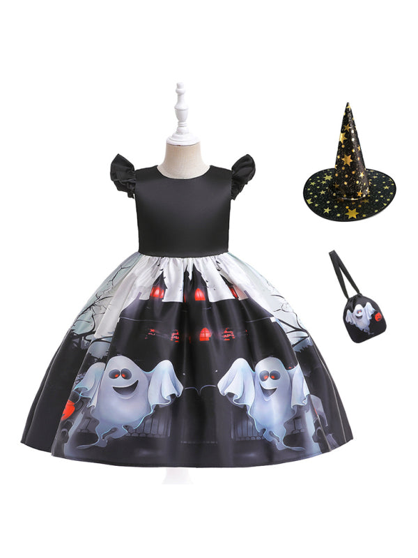 Halloween children's clothing, girls cosplay witch pumpkin performance dress princess dress - Hiccupzz