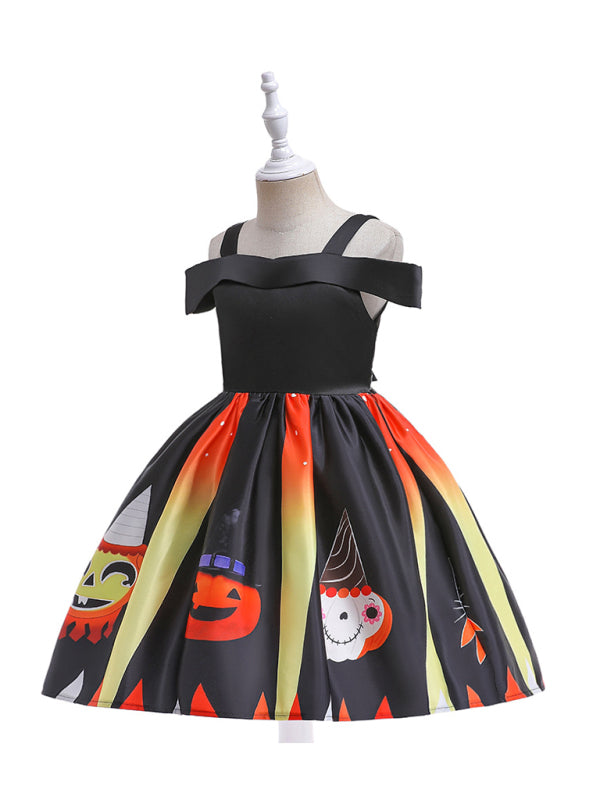 Halloween children's clothing, girls cosplay witch pumpkin performance dress princess dress - Hiccupzz