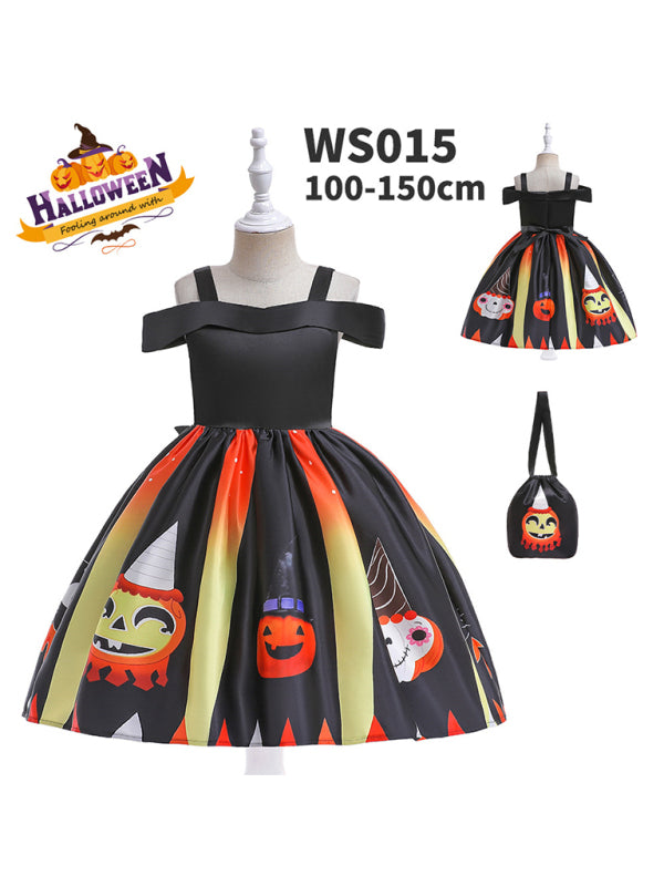 Halloween children's clothing, girls cosplay witch pumpkin performance dress princess dress - Hiccupzz
