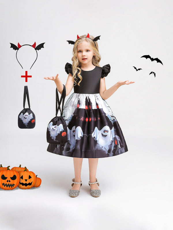 Halloween children's clothing, girls cosplay witch pumpkin performance dress princess dress - Hiccupzz