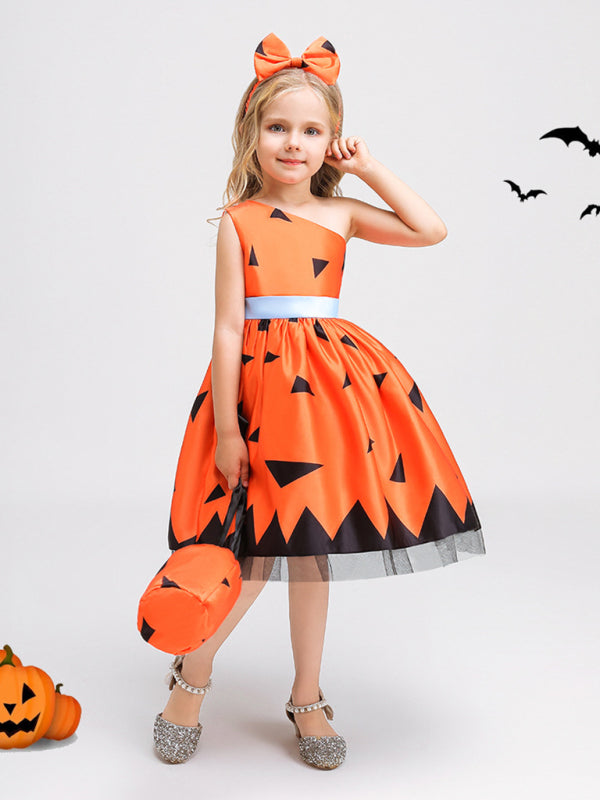 Halloween children's clothing, girls cosplay witch pumpkin performance dress princess dress - Hiccupzz