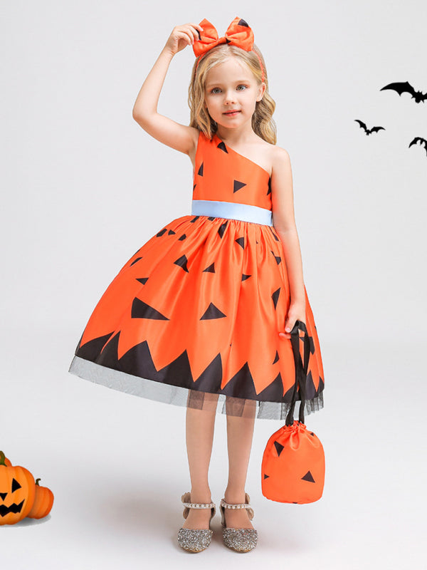 Halloween children's clothing, girls cosplay witch pumpkin performance dress princess dress - Hiccupzz